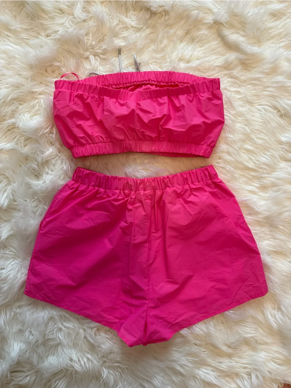 Y2K Hot Pink Women's Elastic Shorts And Tube Set